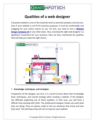 Qualities of a web designer