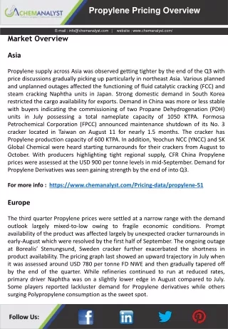 propylene pricing overview
