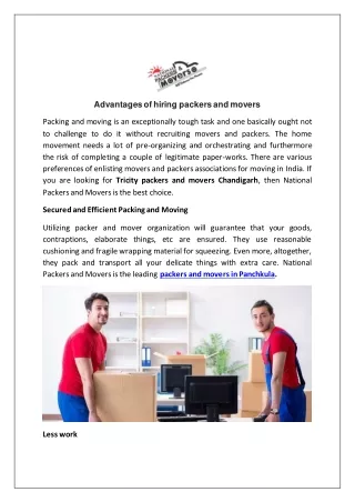 Advantages of hiring packers and movers