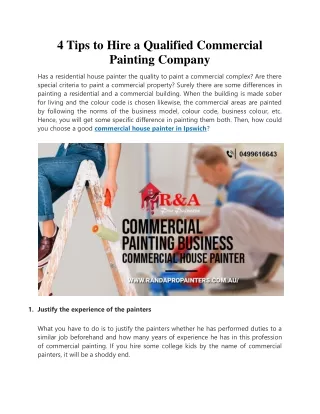 4 Tips to Hire a Qualified Commercial Painting Company