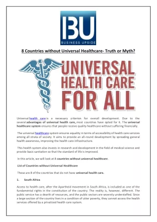 8 countries without universal healthcare truth