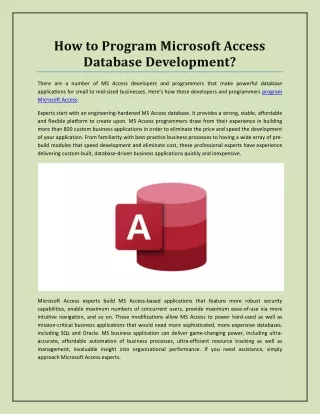 how to program microsoft access database