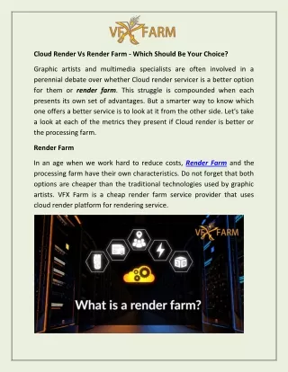 Cloud Render Vs Render Farm - Which Should Be Your Choice?