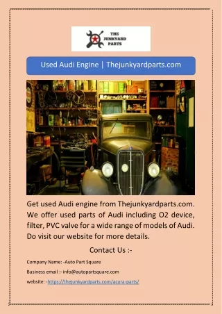 Used Audi Engine | Thejunkyardparts.com