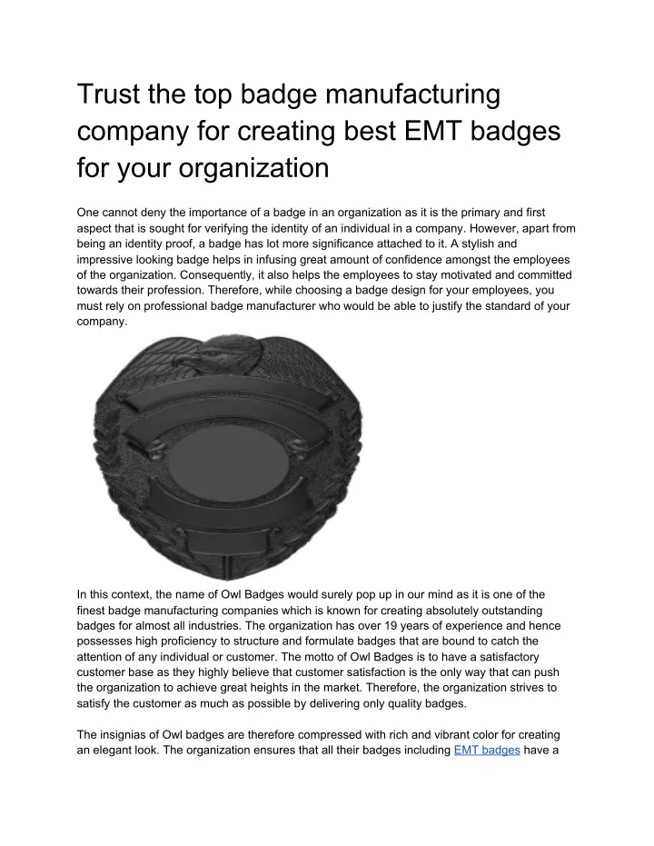 trust the top badge manufacturing company