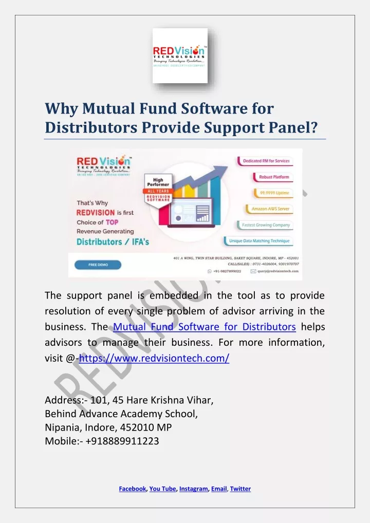 why mutual fund software for distributors provide
