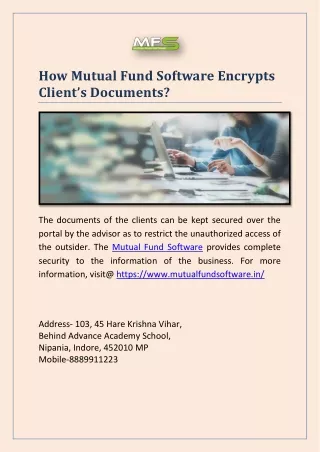 how mutual fund software encrypts client