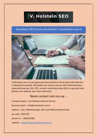 Betaalbare SEO Service Nederland | Vanholstein-seo.nl
