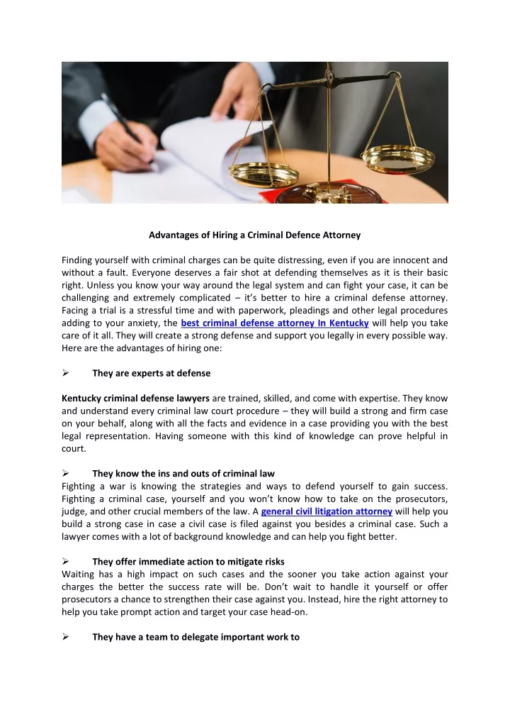 advantages of hiring a criminal defence attorney