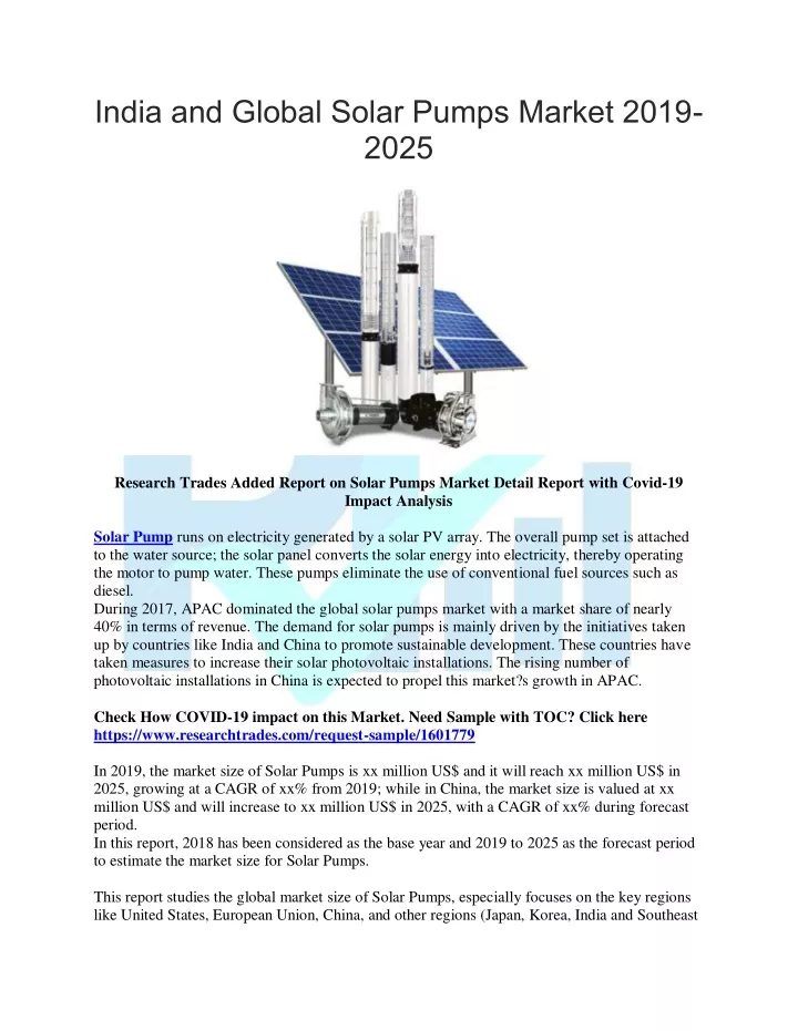 india and global solar pumps market 2019 2025