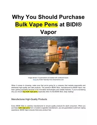 Why You Should Purchase Bulk Vape Pens at BIDI®️ Vapor