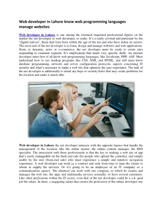 web developer in lahore know web programming