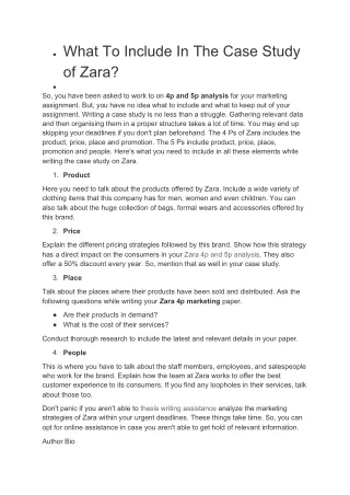 what to include in the case study of zara