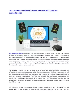 seo company in lahore different ways and with