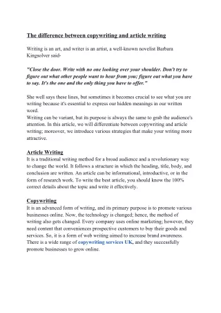 the difference between copywriting and article