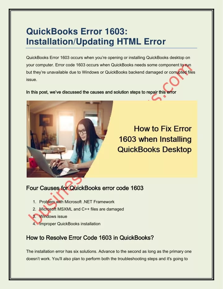 quickbooks error 1603 installation updating html