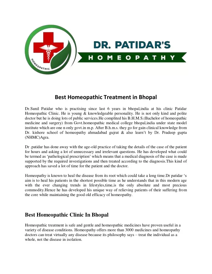 best homeopathic treatment in bhopal