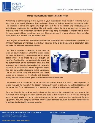 things you must know about a cash recycler