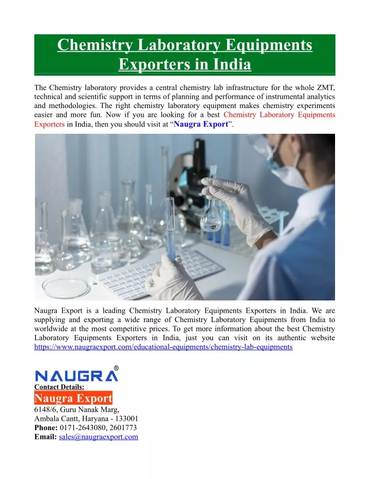chemistry laboratory equipments exporters in india