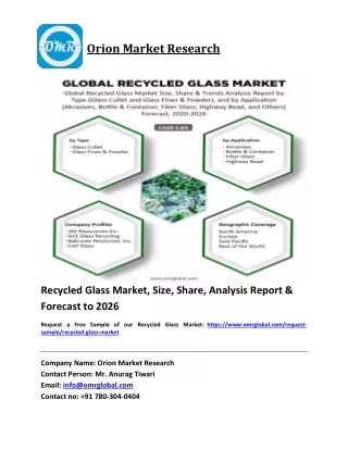 Recycled Glass Market 2020 Growth, COVID Impact, Trends Analysis Report 2026