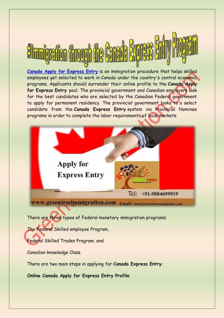 canada apply for express entry is an immigration