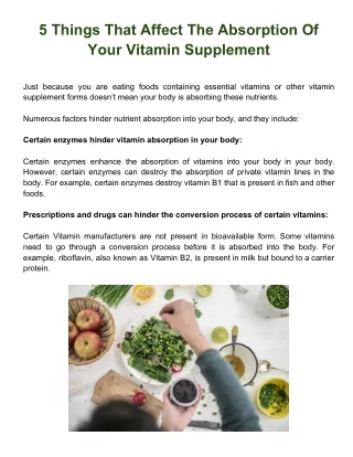 5 things that affect the absorption of your