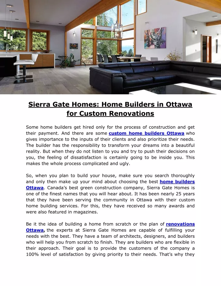 sierra gate homes home builders in ottawa