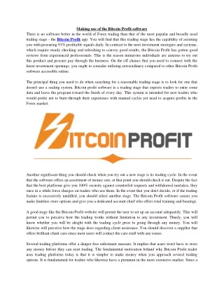 making use of the bitcoin profit software