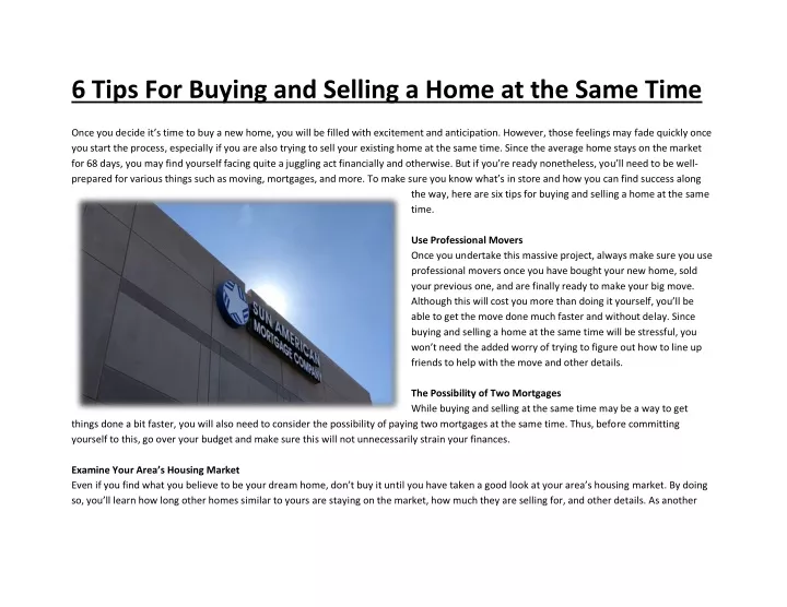 6 tips for buying and selling a home at the same