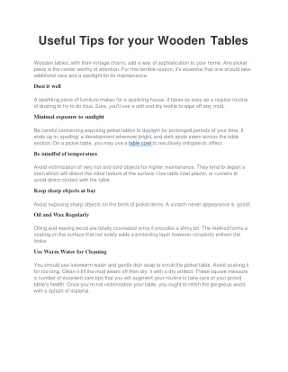 Useful Tips for your Wooden Tables