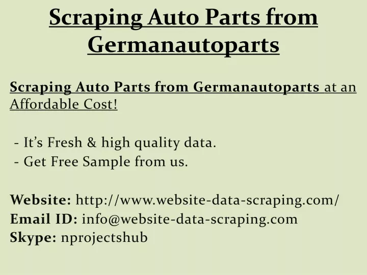 scraping auto parts from germanautoparts