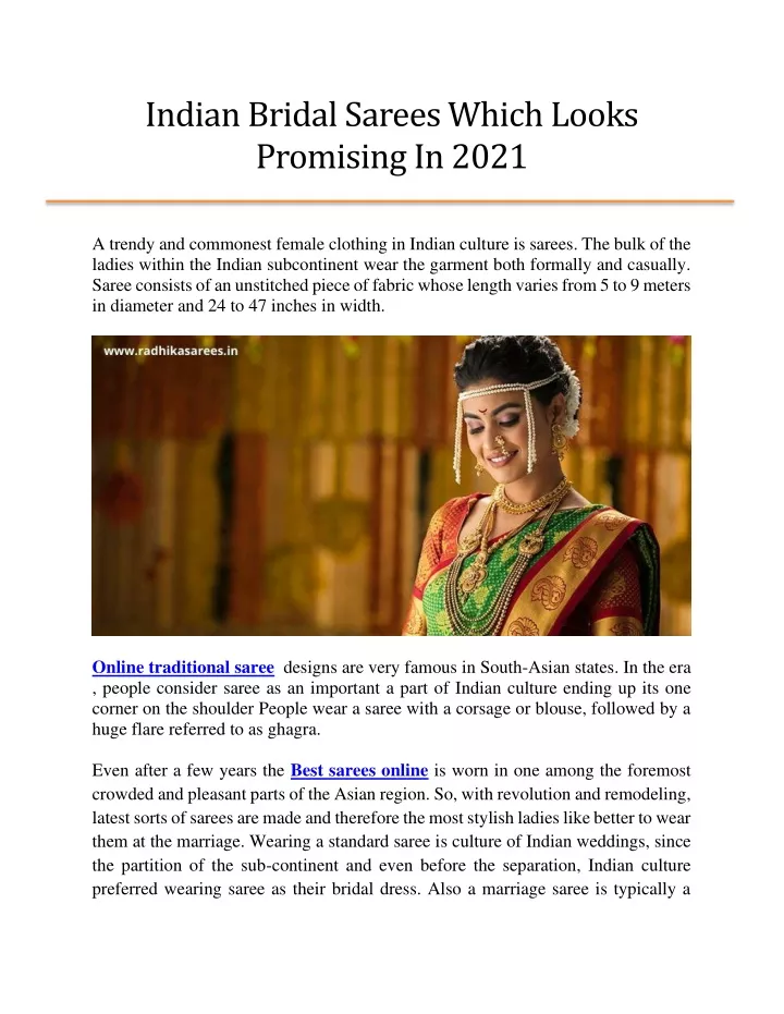 indian bridal sarees which looks promising in 2021