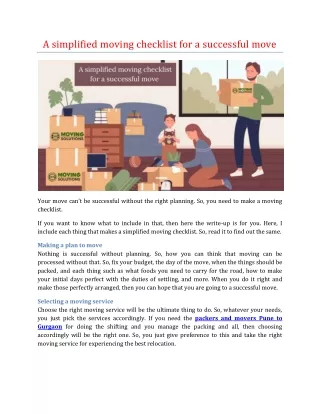 a simplified moving checklist for a successful