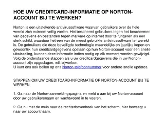 hoe uw creditcard informatie op norton account