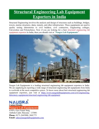 structural engineering lab equipment exporters