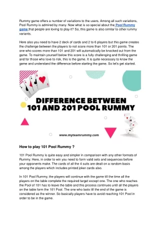 rummy game offers a number of variations
