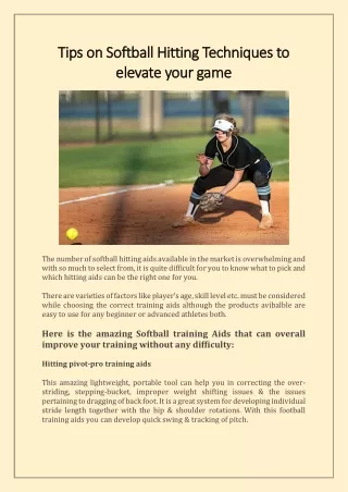 Tips on Softball Hitting Techniques to elevate your game