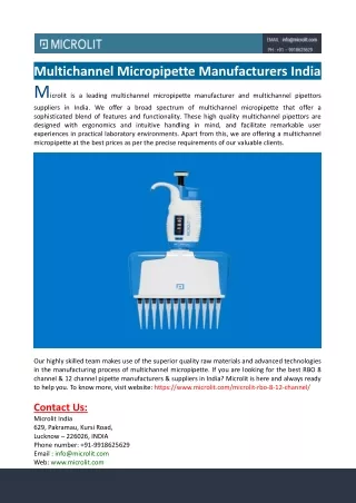 multichannel micropipette manufacturers india