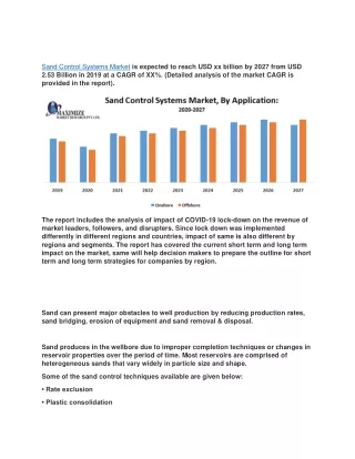 sand control systems market is expected to reach