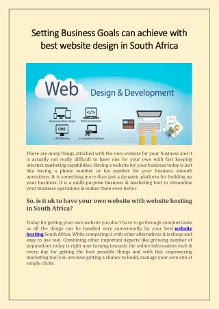 Setting Business Goals can achieve with best website design in South Africa