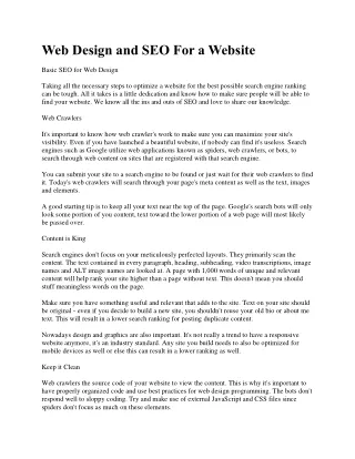 web design and seo for a website