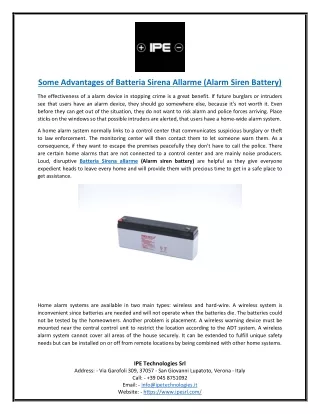 Some Advantages of Batteria Sirena Allarme (Alarm Siren Battery)
