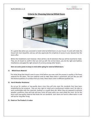 Criteria for Choosing External Bifold Doors