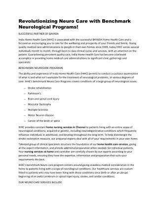 revolutionizing neuro care with benchmark