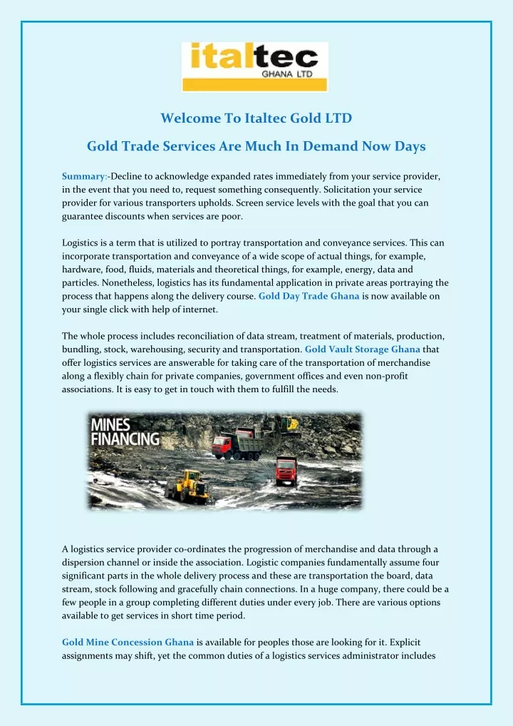 welcome to italtec gold ltd