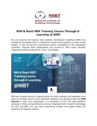 bim revit mep training course through e learning