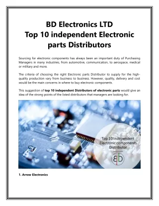 BD Electronics LTD Top 10 independent Electronic parts Distributors