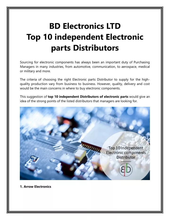 bd electronics ltd top 10 independent electronic