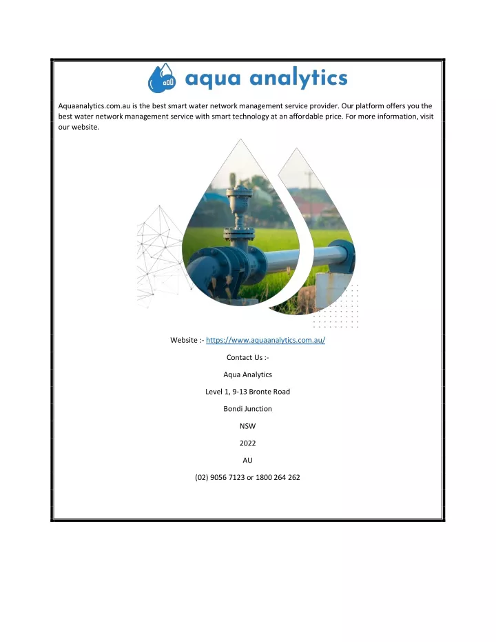 aquaanalytics com au is the best smart water