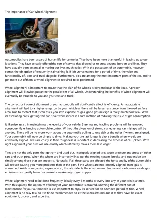 the importance of car wheel alignment